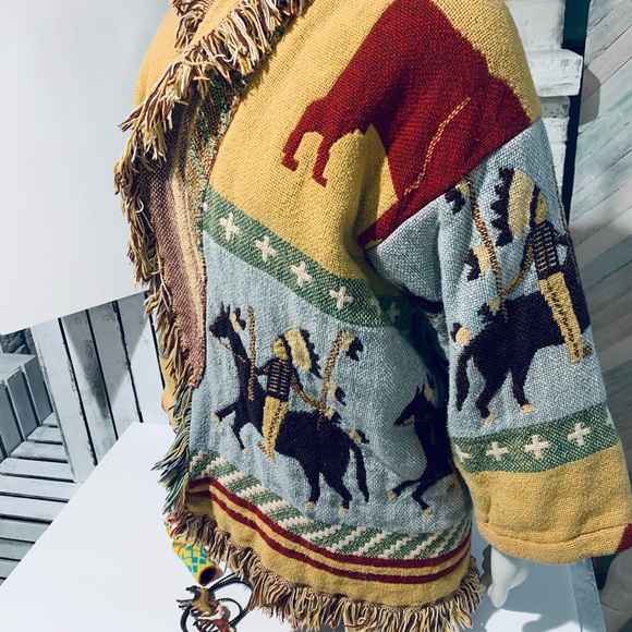 E. Clair Designs vintage fringe woven cotton slouch jacket. Made in Texas - Picture 7 of 12